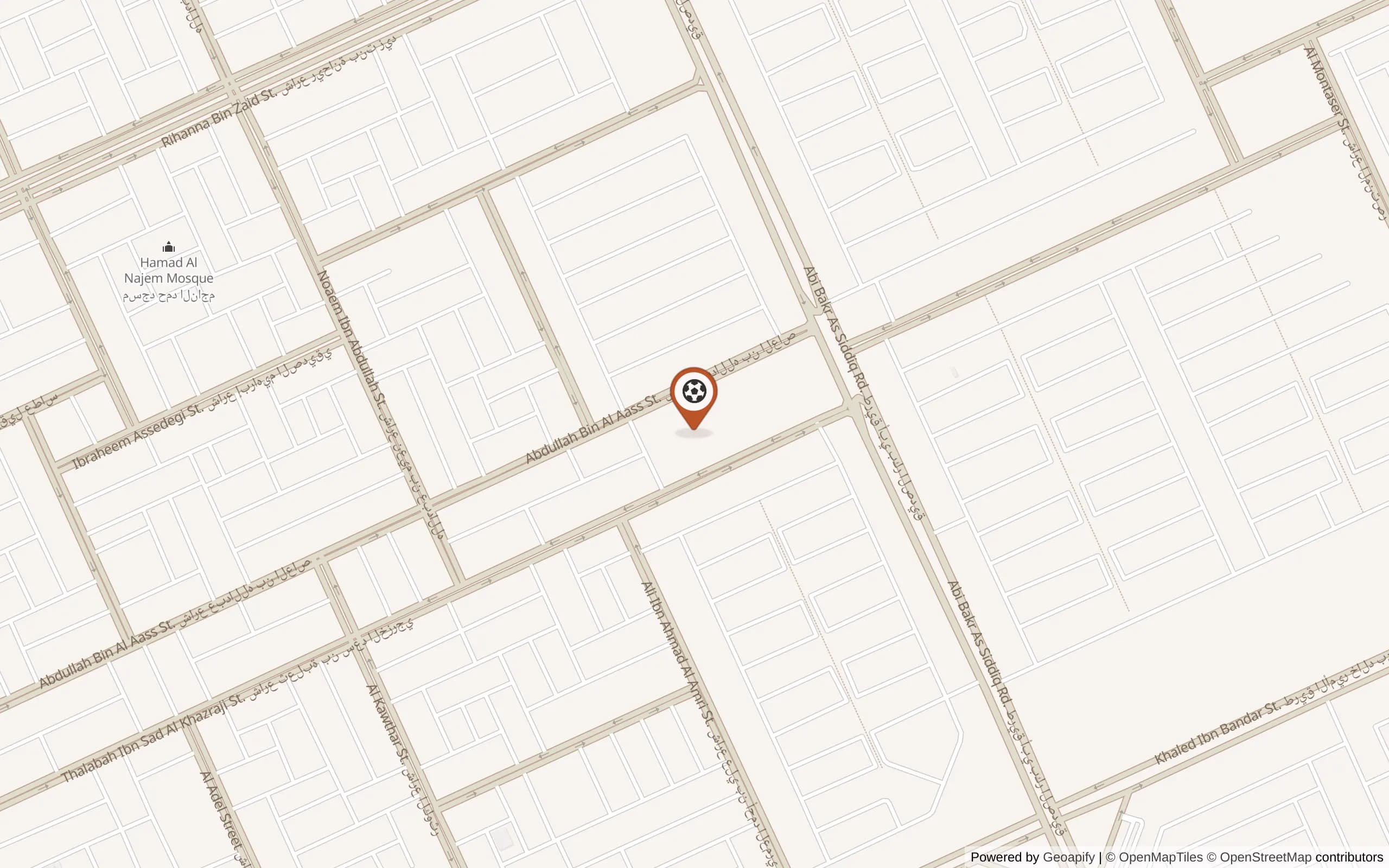 Map showing Town Center Mall in Al Aarid, north Riyadh